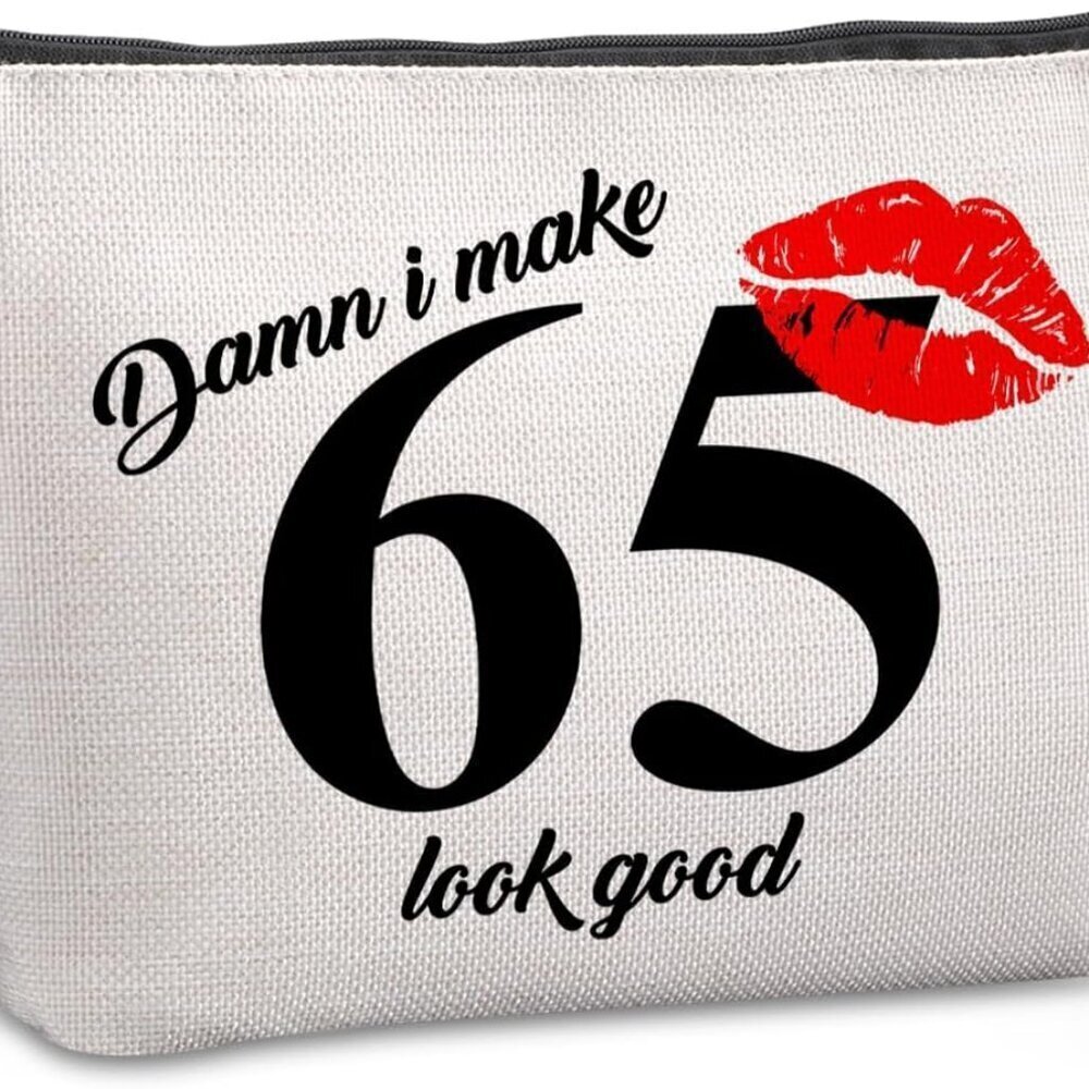 65th Birthday Gift for Women: Travel Makeup Bag - Cosmetic Bag for 65 Year Old W